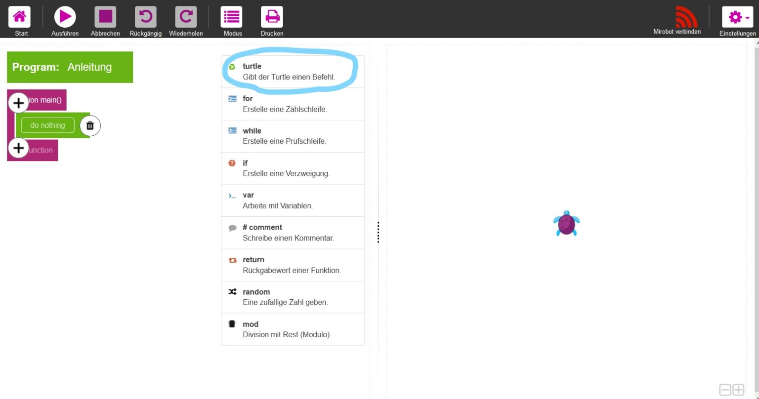 Anwendungsanleitung turtle – Didaktik der Informatik